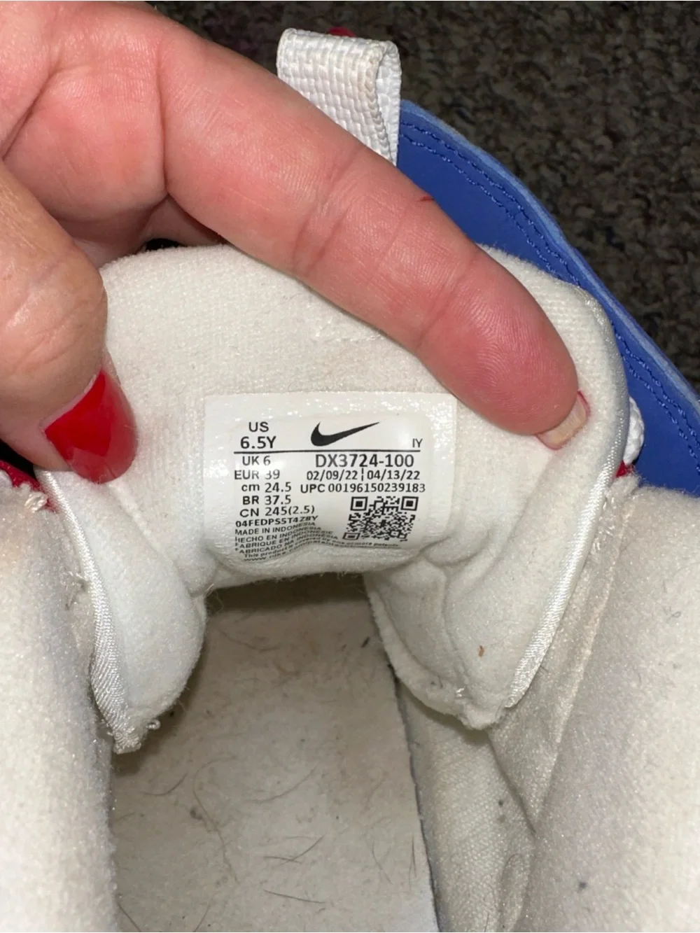 Nike Kids White, Blue & Red Retro Strap High-Tops